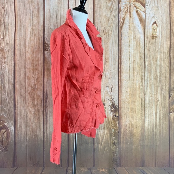 ➡️H&M Orange Linen Blazer Size 10 - Picture 2 of 12